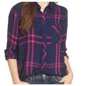 Rails Hunter Plaid Navy/Lipstick Button Down Shirt